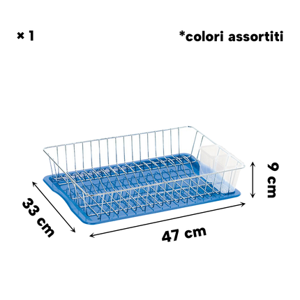 Scolapiatti Scolaposate da Tavolo Jall Cromato con Vassoio in Plastica per Lavello Piatti e Posate Grande 47×33×9h cm