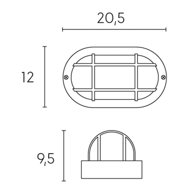 Plafoniera Applique Lampada Ovale Con Gabbia Da Muro Soffitto E27 Bianca 40W