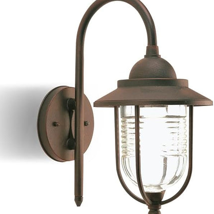 Applique PORTO in Alluminio Pressofuso Ruggine – E27, IP43, Design Classico per Esterni! Sovil