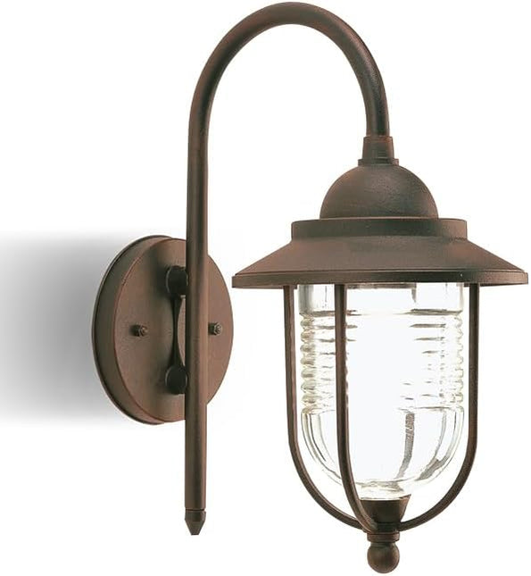 Applique PORTO in Alluminio Pressofuso Ruggine – E27, IP43, Design Classico per Esterni! Sovil