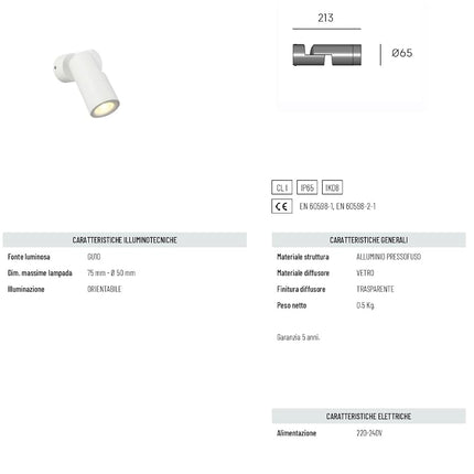 Applique EXPLORA GU10 da Esterno – IP65, Alluminio, Disponibile in Bianco, Nero e Corten! Bianco Sovil