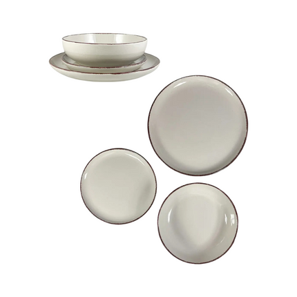 Set Piatti Tierra in Porcellana Colorata – Servizio da Tavola 18 Pezzi per 6 Persone, Lavabile in Lavastoviglie e Utilizzabile in Microonde Acqua Marina Arca