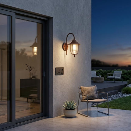 Applique PORTO in Alluminio Pressofuso Ruggine – E27, IP43, Design Classico per Esterni! Sovil
