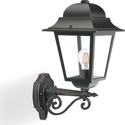 Applique da Esterno Grande, Nero, Alluminio Pressofuso, Vetro Trasparente, Stile Classico, 460x300 mm, Attacco E27 6 Sovil