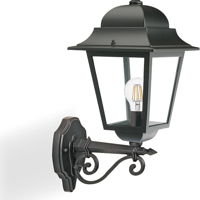 Applique da Esterno Grande, Nero, Alluminio Pressofuso, Vetro Trasparente, Stile Classico, 460x300 mm, Attacco E27 6 Sovil