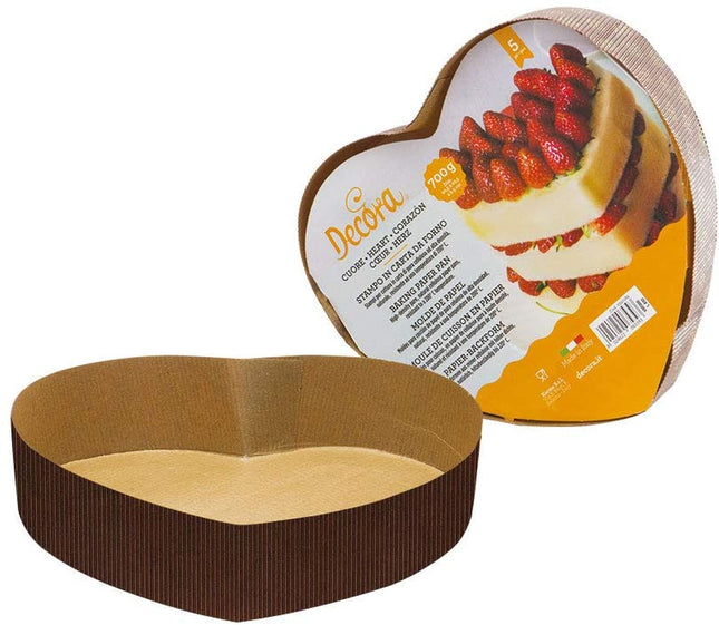 Decora Stampo Cuore Carta Da Forno Set 5 Pezzi Cm.20,5X22,5X5H Gr.700 Torta Amore Decora