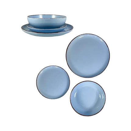 Set Piatti Tierra in Porcellana Colorata – Servizio da Tavola 18 Pezzi per 6 Persone, Lavabile in Lavastoviglie e Utilizzabile in Microonde Avio Arca