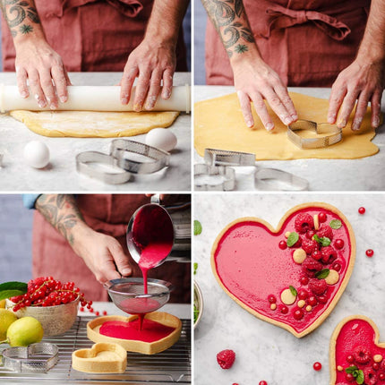 Stampo A Forma Di Cuore Per Dolci Torte San Valentino Sagoma Microforata 18X16X3,5H Cm In Acciaio Inox