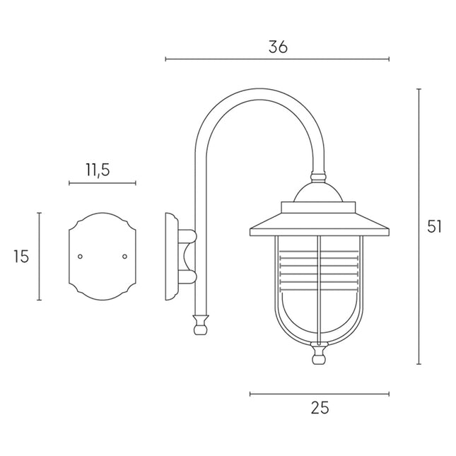 Sovil Applique Grande In Basso E27 Linea Porto Colore Ruggine