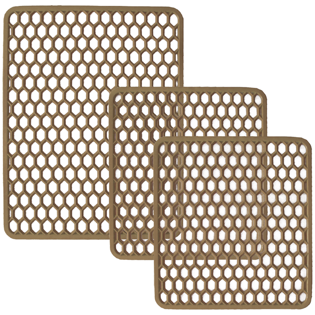 Set Tappetini Per Lavello In Gomma Avana 1 Scolapiatti 2 Fondo Lavello Antimuffa Resistente Made In Italy