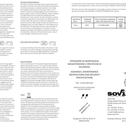 Applique da Esterno OLD – Versione Media o Piccola, E27, Nero e IP43! Sovil
