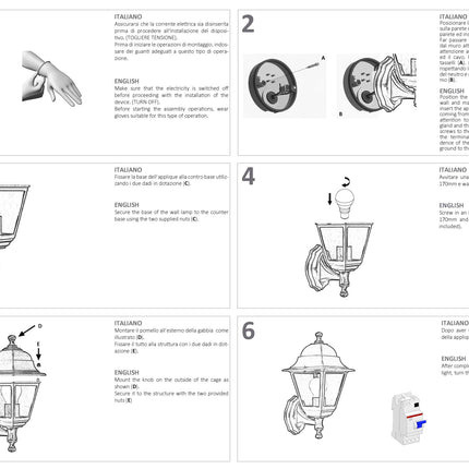 Applique da Esterno OLD – Versione Media o Piccola, E27, Nero e IP43! Sovil