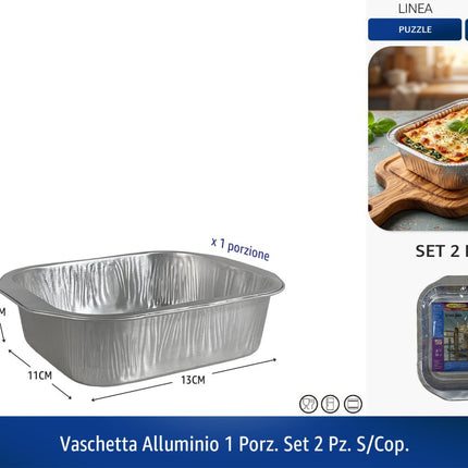 Sicignano Vaschette Alluminio Alimentare Cottura Forno Monouso Vaschetta 1 Porzione Aaron