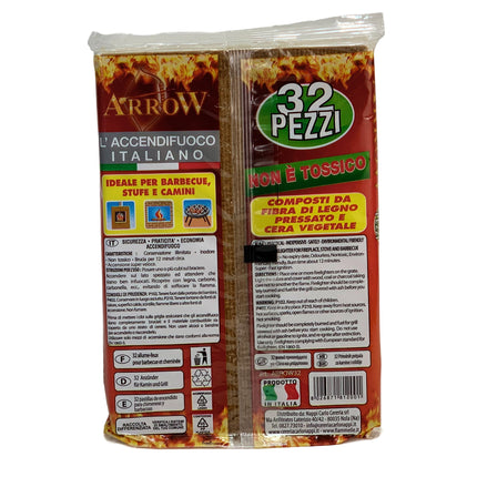Accendifuoco Ecologico Tavolette 32 Pezzi - Accensione Rapida per Barbecue Aaron
