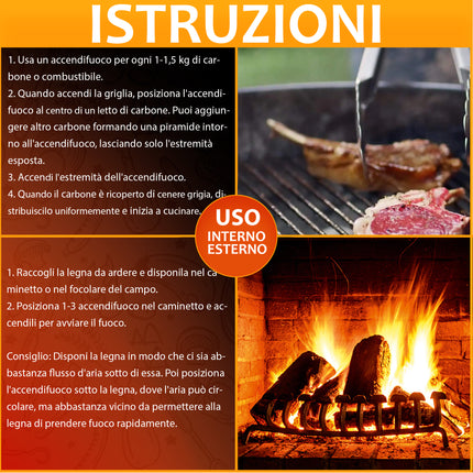 Accendifuoco Ecologico Tavolette 32 Pezzi - Accensione Rapida per Barbecue Aaron
