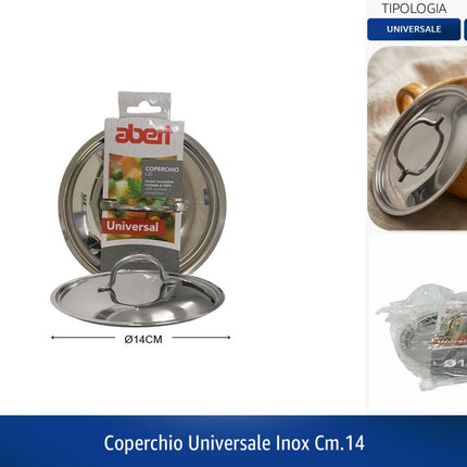 abert Coperchio Universale in Acciaio Inox 100% Riciclabile – Ø 14/16/18/22/26/30 cm, per Pentole e Padelle di Diverse Marche Ø 14 cm abert