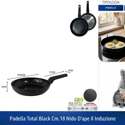 Padella Antiaderente con Rivestimento in Ceramica Abert Total Black Ø 18 cm abert