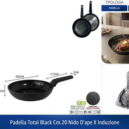 Padella Antiaderente con Rivestimento in Ceramica Abert Total Black Ø 20 cm abert