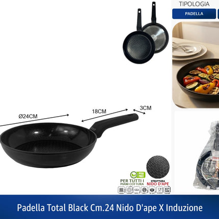 Padella Antiaderente con Rivestimento in Ceramica Abert Total Black Ø 24 cm abert