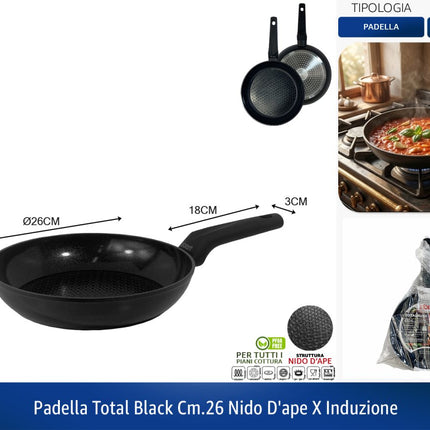Padella Antiaderente con Rivestimento in Ceramica Abert Total Black Ø 26 cm abert