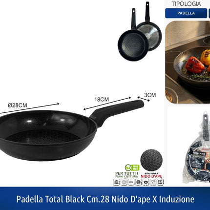 Padella Antiaderente con Rivestimento in Ceramica Abert Total Black Ø 28 cm abert