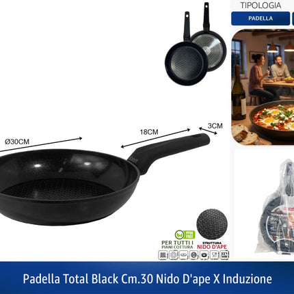 Padella Antiaderente con Rivestimento in Ceramica Abert Total Black Ø 30 cm abert