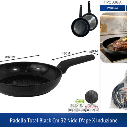 Padella Antiaderente con Rivestimento in Ceramica Abert Total Black Ø 32 cm abert
