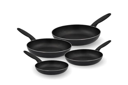 ACCADEMIA MUGNANO Set 4 Padelle in Alluminio Antiaderenti Vulcano 16 + 20 + 24 + 28 cm Arca