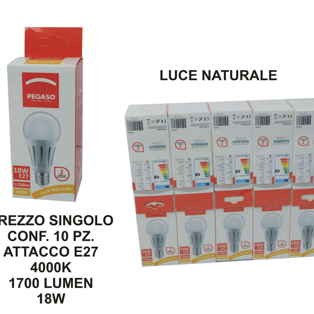 LAMPADA ECOLED BULBO E27 18W 4000K PN-051 LUCE NATURALE