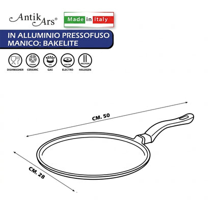 Crepiera Antiaderente in Alluminio Pressofuso Antik Ars - Made in Italy (28-32 cm) ∅28 Antik Ars
