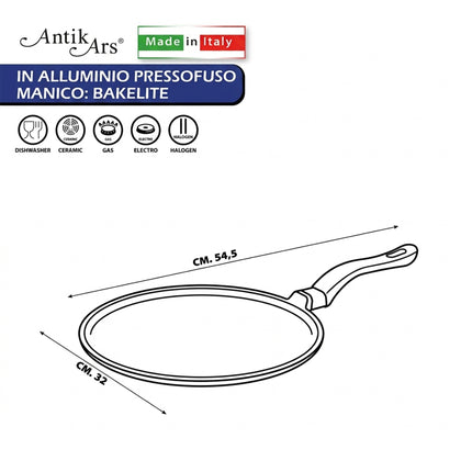 Crepiera Antiaderente in Alluminio Pressofuso Antik Ars - Made in Italy (28-32 cm) ∅32 Antik Ars
