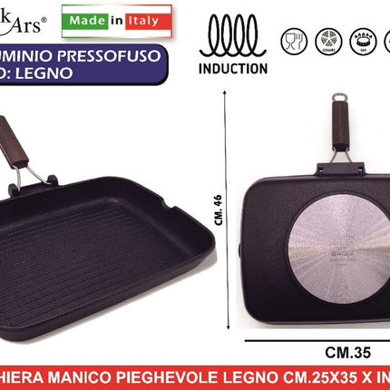 BISTECCHIERA GRILL CM.25X35 MAN. PIEGHEVOLE X INDUZIONE Antik Ars