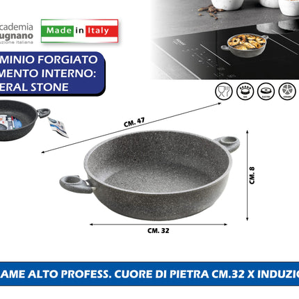 Accademia Mugnano Tegame Alto Professionale Cuore Di Pietra Cm.32 X Induzione Accademia Mugnano