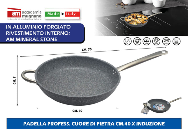 Accademia Mugnano Padella Professionale Cuore Di Pietra Cm.40 X Induzione Accademia Mugnano
