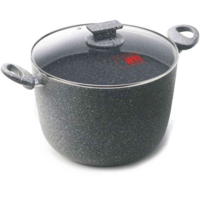 Pentola Regina Di Pietra Cm.26 C/Cop. Vetro-8010111047469