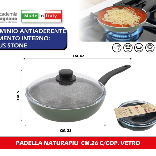 Accademia Mugnano Padella Naturapiu' Cm.26 Con Coperchio Vetro