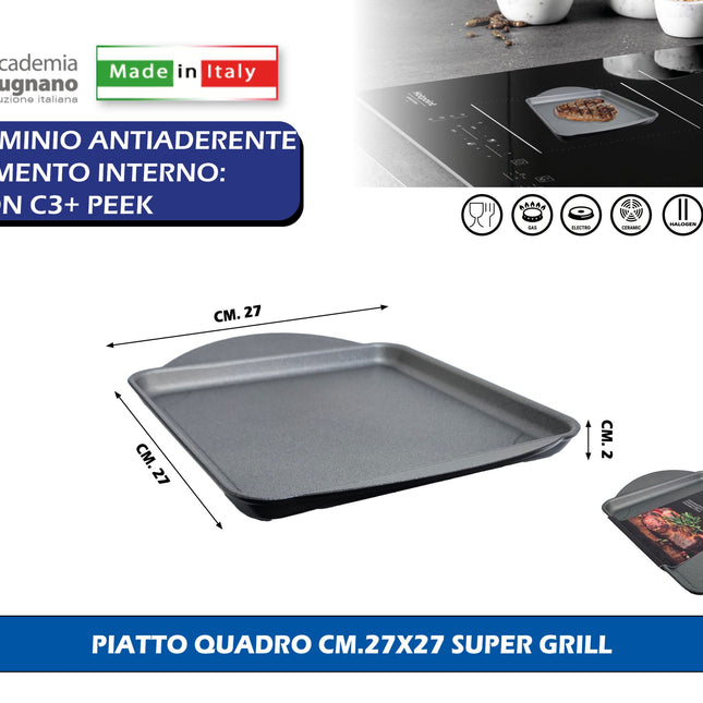 Accademia Mugnano Piatto Quadro Cm.27X27 Super Grill