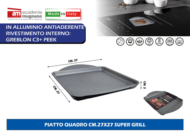 Accademia Mugnano Piatto Quadro Cm.27X27 Super Grill Accademia Mugnano
