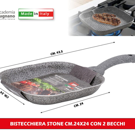 Accademia Mugnano Bistecchiera Stone Cm.24X24 Con 2 Becchi