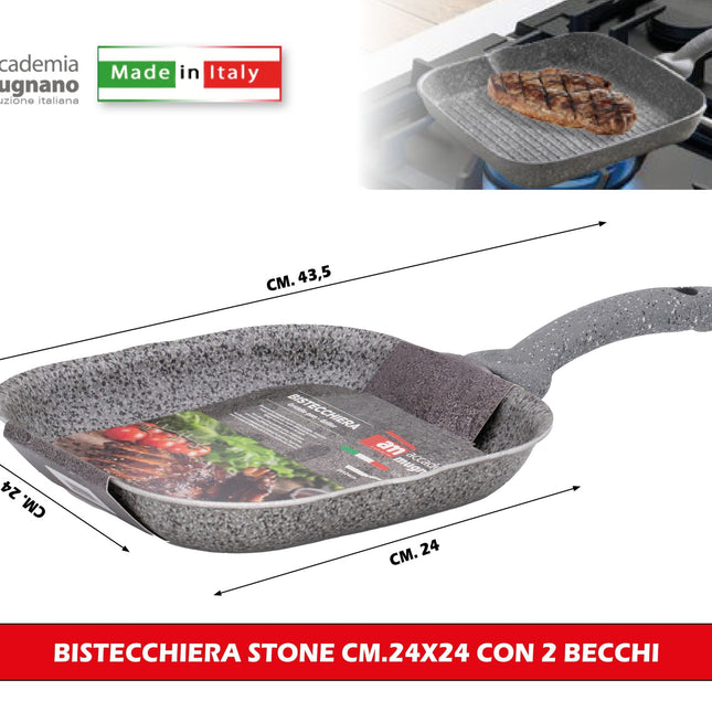 Accademia Mugnano Bistecchiera Stone Cm.24X24 Con 2 Becchi