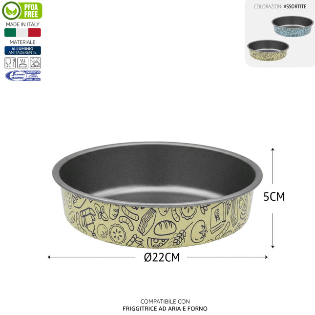 Accademia Mugnano Tortiera Conica Antiaderente Per Friggitrice Ad Aria Airfry, Altezza 5H, Varie Dimensioni - Colori Assortiti 22x5 cm Accademia Mugnano