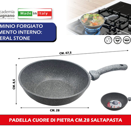 Accademia Mugnano Padella Cuore Di Pietra Saltapasta Alta Qualità Per Cucina E Pasta Deliziosa 28 cm Accademia Mugnano