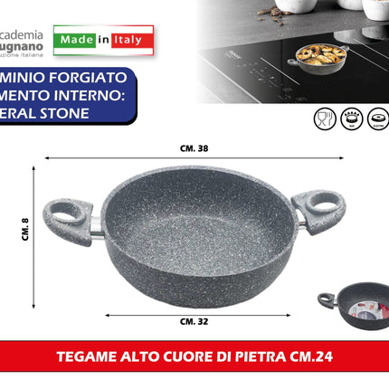 Accademia Mugnano Tegame Alto Cuore Di Pietra Per Una Cottura Uniforme E Duratura In Cucina 24 cm Accademia Mugnano