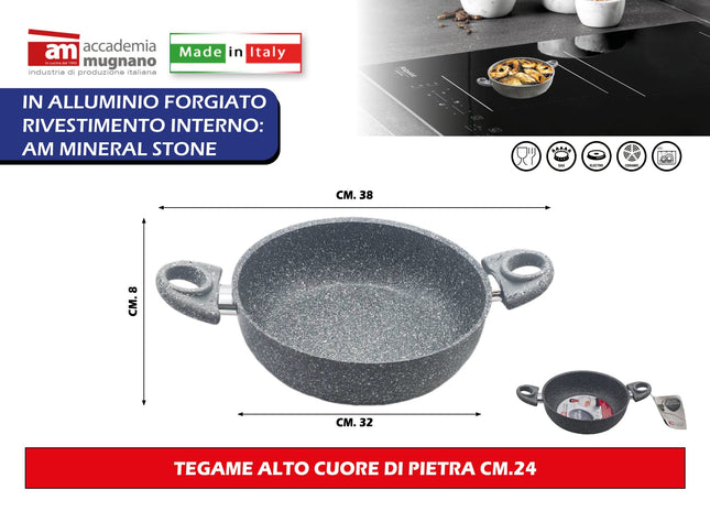 Accademia Mugnano Tegame Alto Cuore Di Pietra Per Una Cottura Uniforme E Duratura In Cucina 24 cm Accademia Mugnano