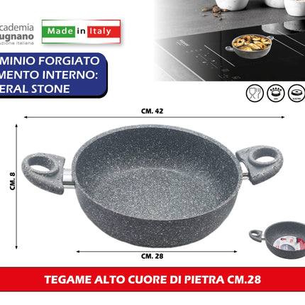 Accademia Mugnano Tegame Alto Cuore Di Pietra Per Una Cottura Uniforme E Duratura In Cucina 28 cm Accademia Mugnano