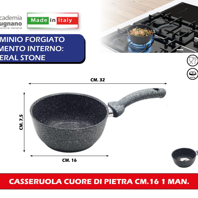 Accademia Mugnano Casseruola Cuore Di Pietra Cm.16 1 Manico Sugo Pastina Cucina