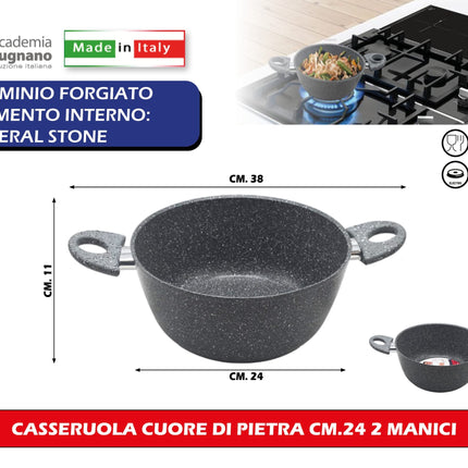 Accademia Mugnano Casseruola Cuore Di Pietra Con 2 Manici In Vari Dimensioni Accademia Mugnano