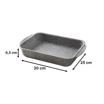 Accademia Mugnano Teglia Da Forno Cuore Di Pietra In Alluminio Forgiato Con Rivestimento Mineral Stone E Fondo In Acciaio Inox, Compatibile Induzione, Gas Ed Elettrico Accademia Mugnano