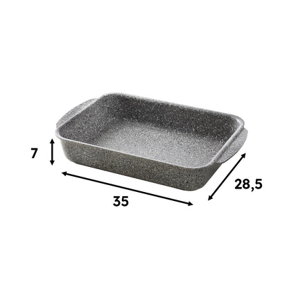 Accademia Mugnano Teglia Da Forno Cuore Di Pietra In Alluminio Forgiato Con Rivestimento Mineral Stone E Fondo In Acciaio Inox, Compatibile Induzione, Gas Ed Elettrico Accademia Mugnano