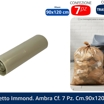 Sacchetti Immondizia Resistenti T.500 Ambra e Neri | Varie Misure 55x65, 70x110, 90x120 cm | Confezioni da 7, 10 o 15 Pezzi D&D Casalinghi